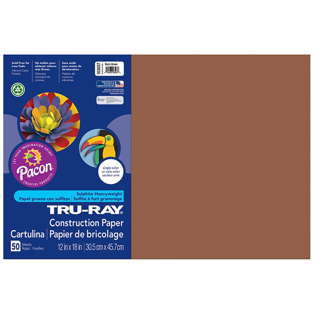 PAC103057 - Tru Ray 12 X 18 Brown 50 Sht Construction Paper in Construction Paper