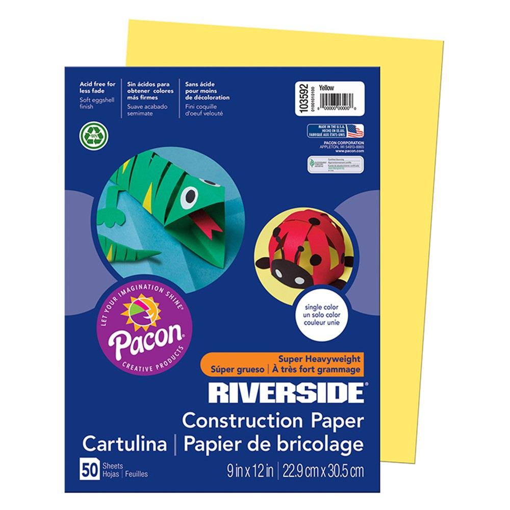 PAC103592 - Riverside 9X12 Yellow 50 Sht Construction Paper in Construction Paper