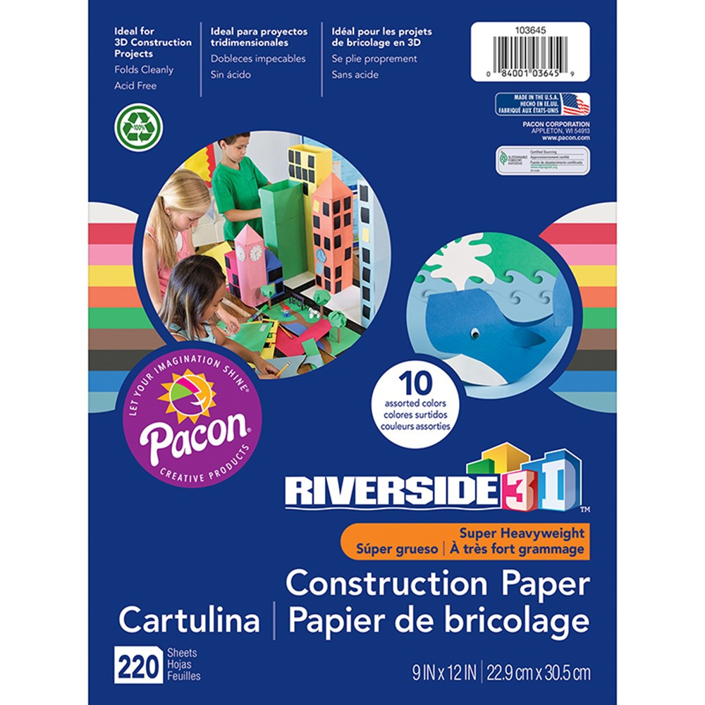 PAC103645 - 3D Construction Paper Ast Colors 9 X 12 in Construction Paper