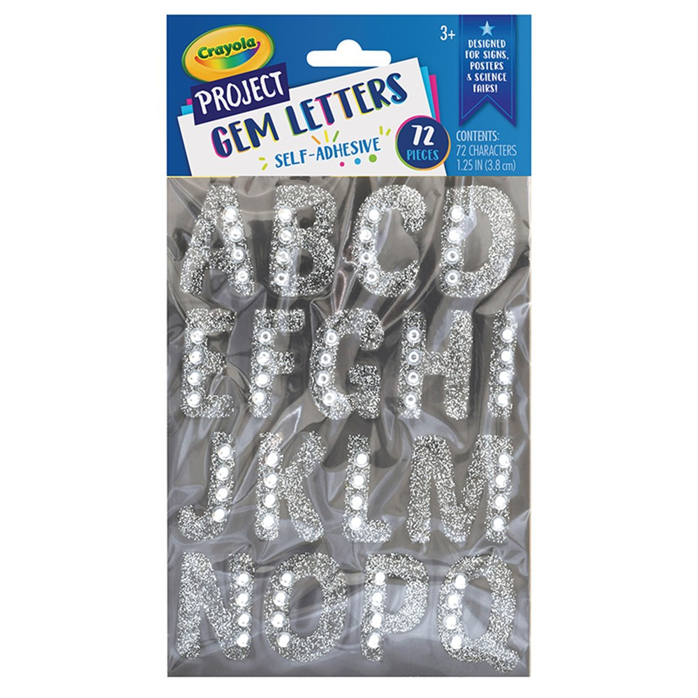 Letter Stickers with Gems, Silver, 1.25", 72 Count - PAC1665CRA | Dixon Ticonderoga Co - Pacon | Letters