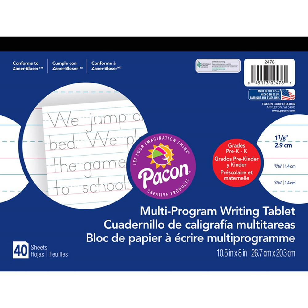 PAC2478 - Writing Paper 40 Sht 10.5 X 8 1 1/8 In Rule in Handwriting Paper