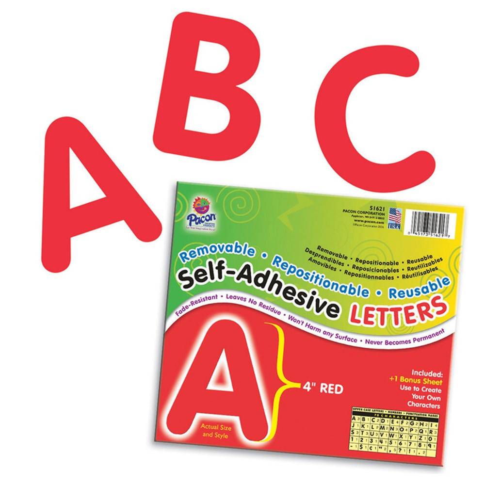 PAC51621 - Self Adhesive Letter 4In Red in Letters