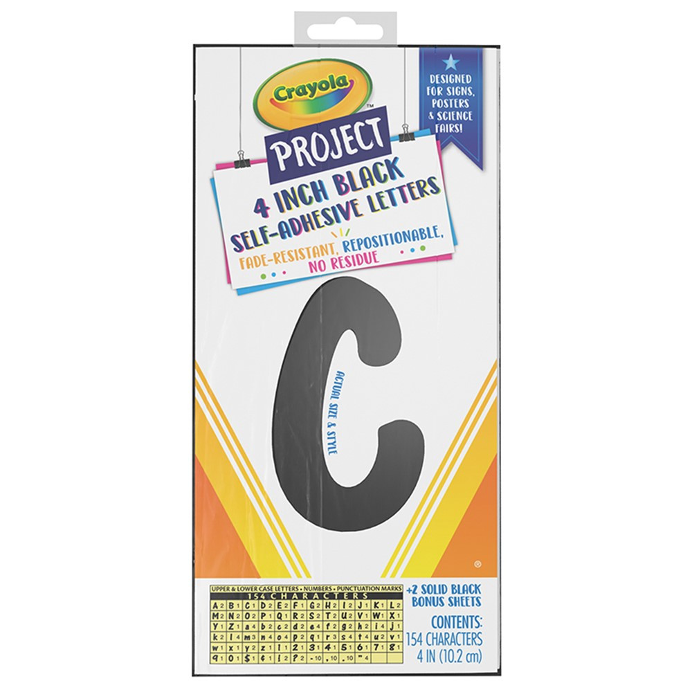 Self-Adhesive Upper & Lowercase Letters, Black, 4", 154 Characters - PAC51693CRA | Dixon Ticonderoga Co - Pacon | Letters