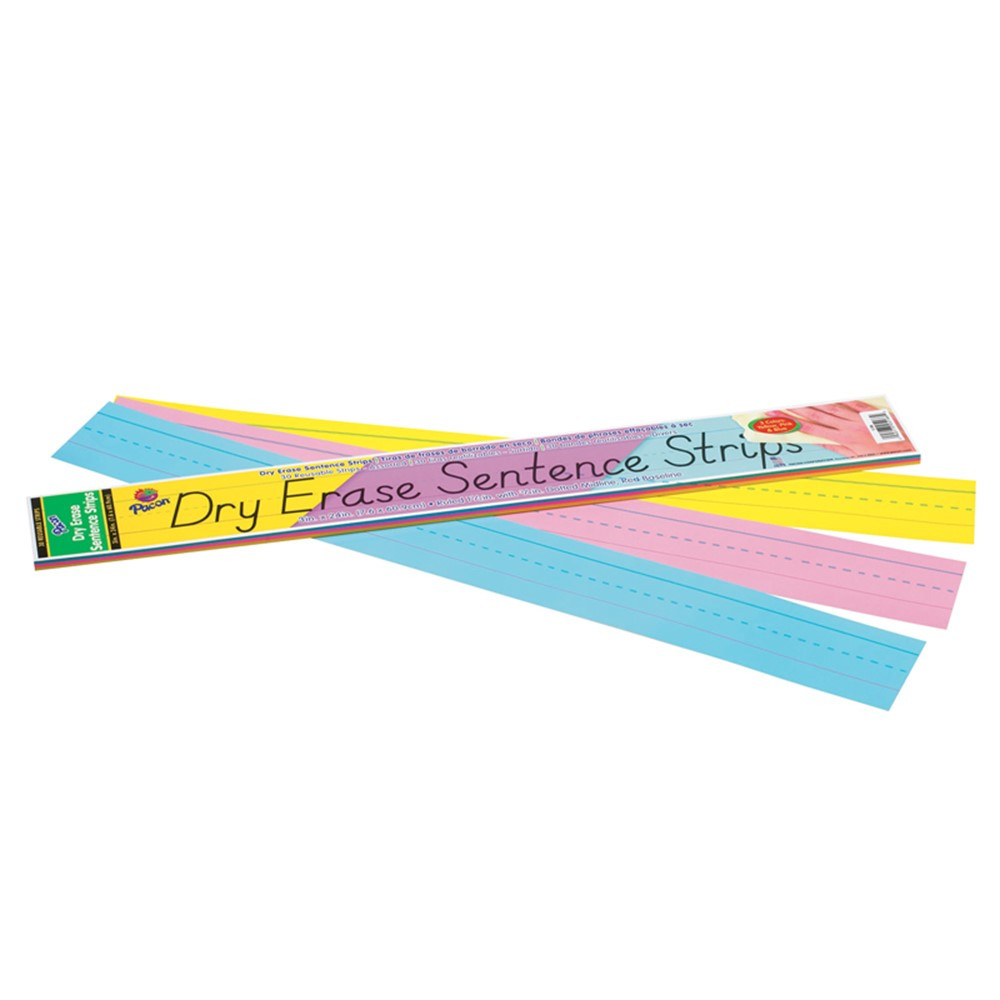 PAC5186 - Dry Erase Sentence Strips Assorted 3 X 24 in Dry Erase Sheets