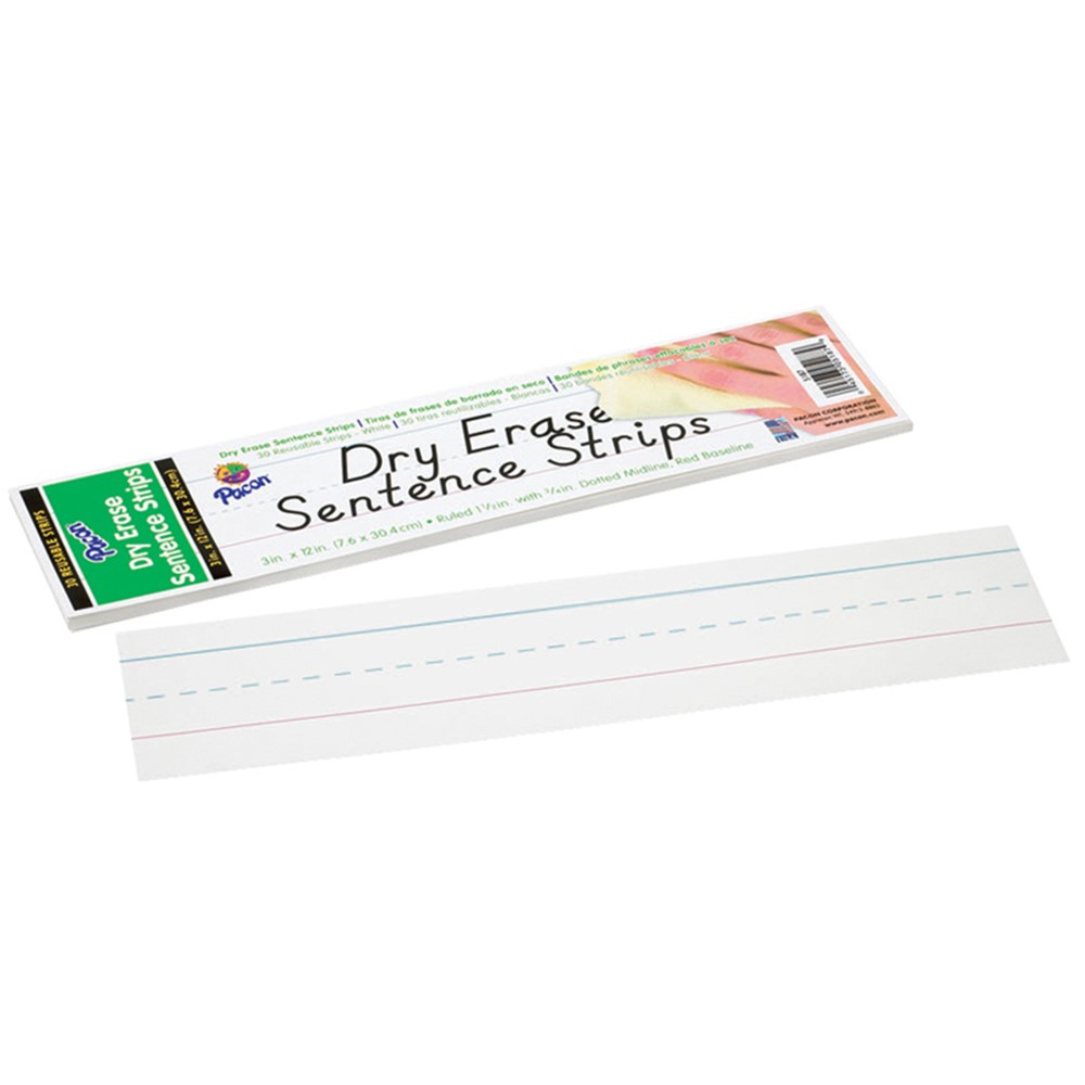 PAC5187 - Dry Erase Sentence Strips White 3 X 12 in Dry Erase Sheets
