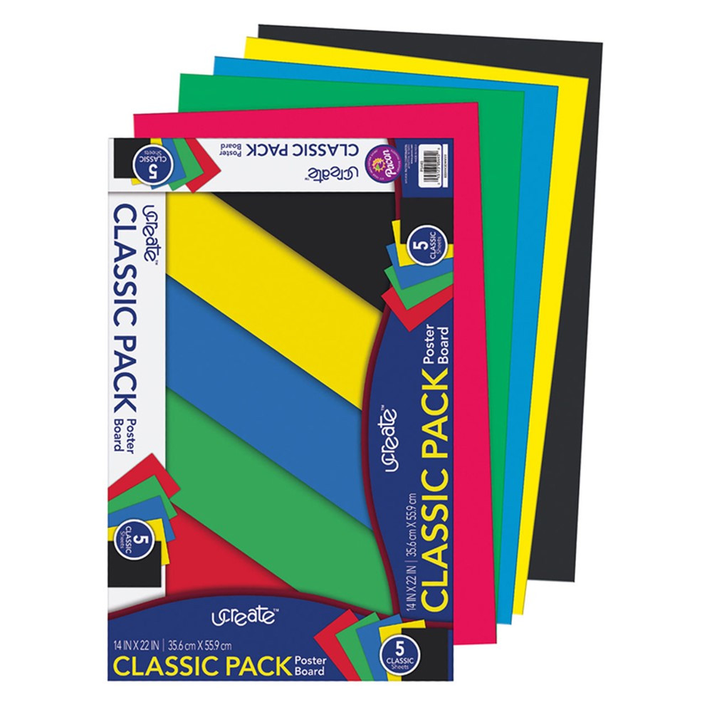 Primary Poster Board, 5 Assorted Colors, Primary, 14" x 22", 5 Sheets - PAC5445 | Dixon Ticonderoga Co - Pacon | Poster Board