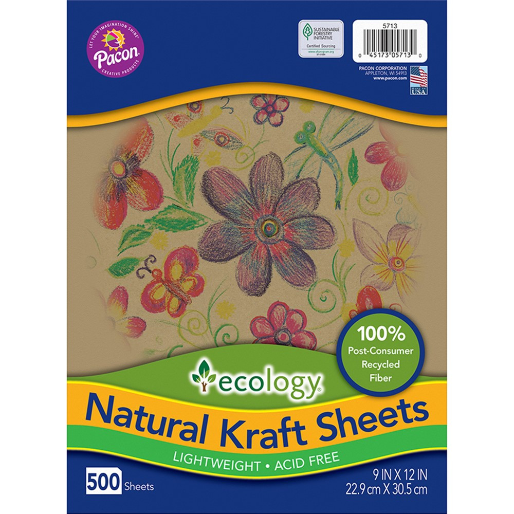 PAC5713 - Ecology Natural Kraft Sheets 9X 12 500 Sheets in Construction Paper