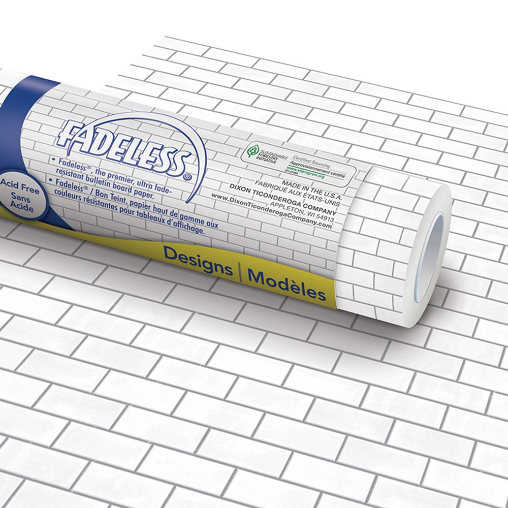 Design Roll, 48" x 12', Subway Tile, 4 Rolls - PAC57508 | Dixon Ticonderoga Co - Pacon | Bulletin Board & Kraft Rolls