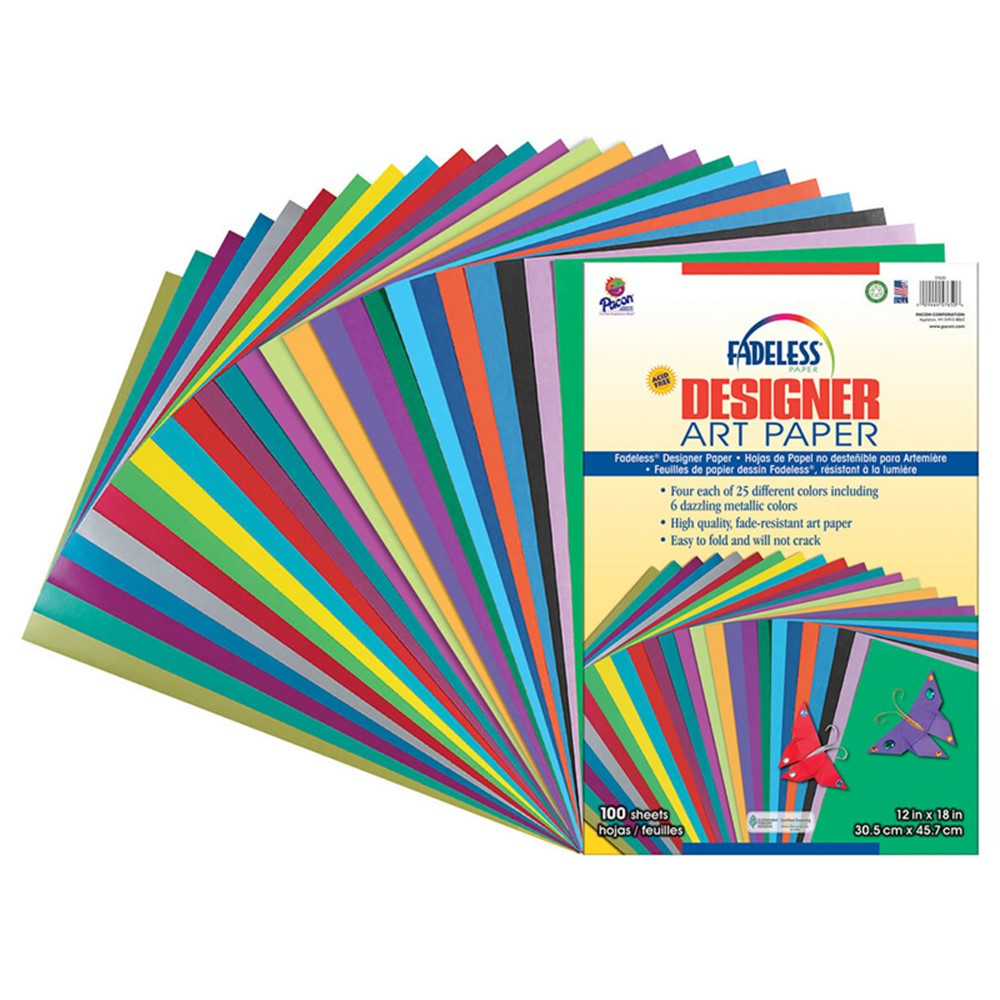 Paper Assortment, 25 Assorted Colors, 12 x 18, 100 Sheets - PAC57650, Dixon Ticonderoga Co - Pacon
