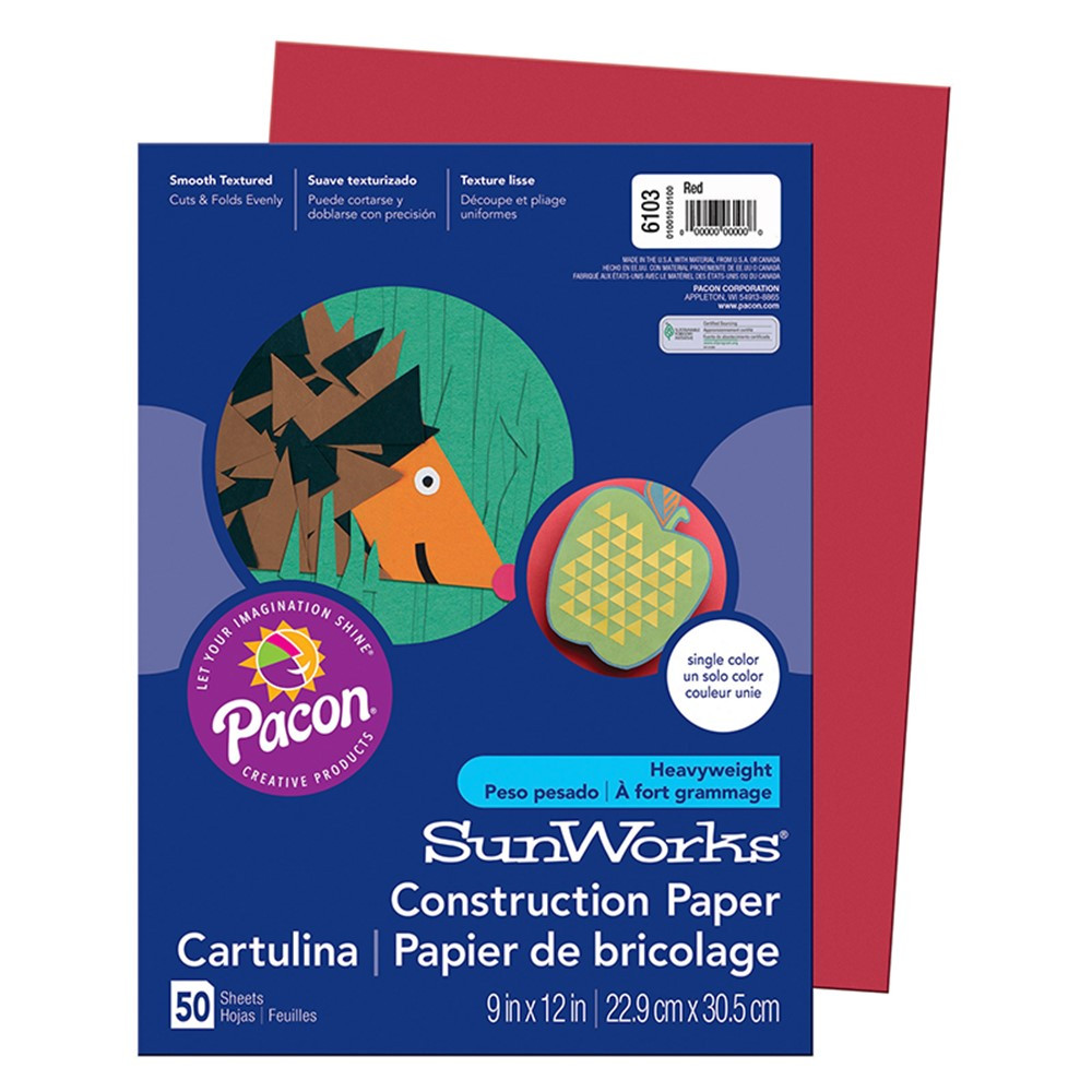PAC6103 - Sunworks 9X12 Red 50Shts Construction Paper in Construction Paper