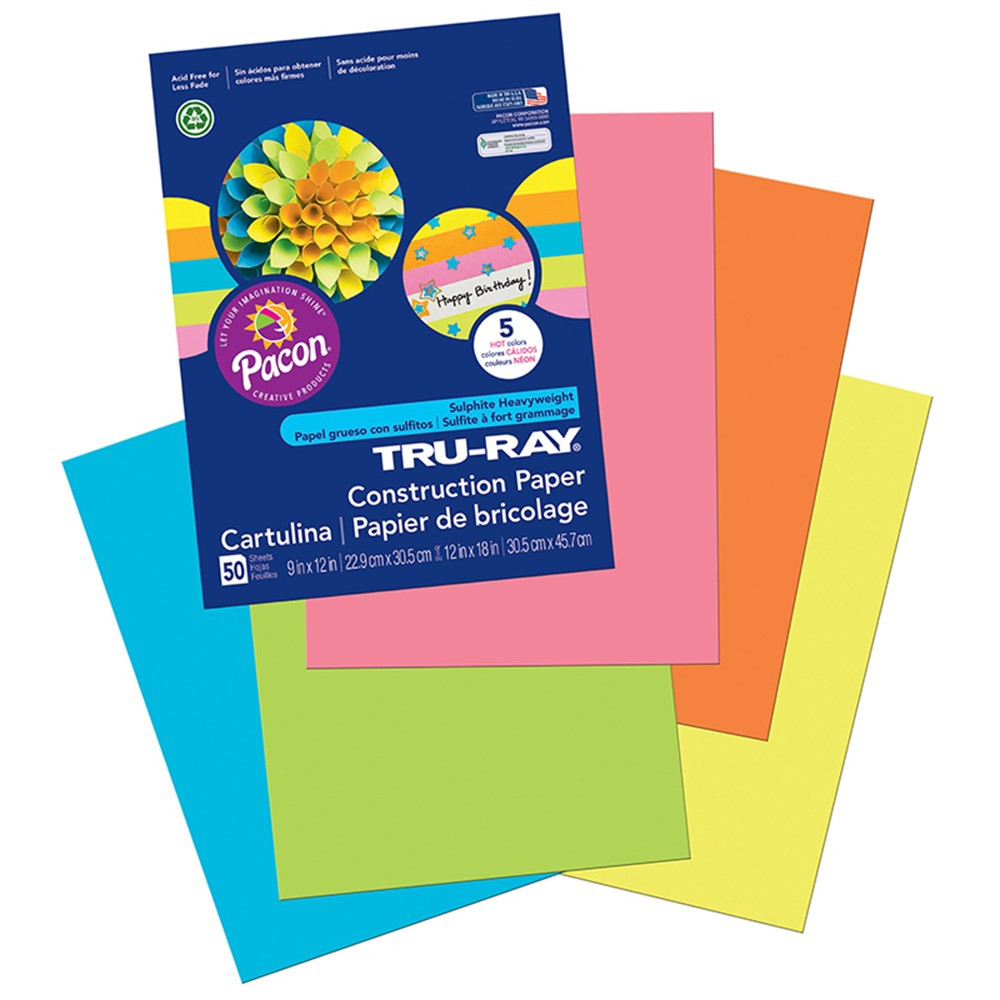PAC6596 - Tru Ray Hot Asst 9X12 Fade Resistant Construction Paper in Construction Paper