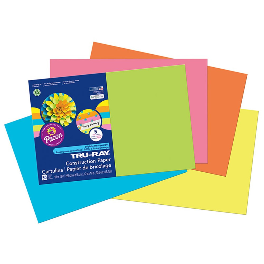 PAC6597 - Tru Ray Hot Asst 12X18 Fade Resistant Construction Paper in Construction Paper