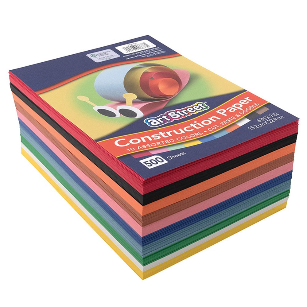 Lightweight Construction Paper, 10 Assorted Colors, 6" x 9", 500 Sheets - PAC6678 | Dixon Ticonderoga Co - Pacon | Construction Paper