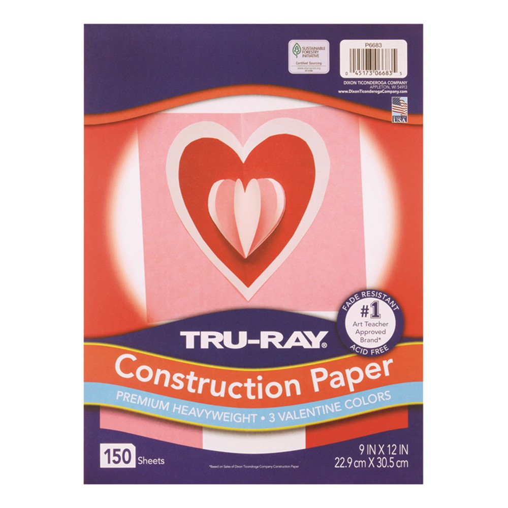 Construction Paper Valentine Assortment, 9" x 12", 150 Sheets - PAC6683 | Dixon Ticonderoga Co - Pacon | Construction Paper