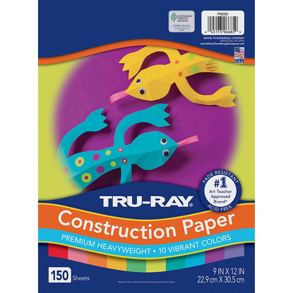 Construction Paper, 10 Vibrant Colors, 9" x 12", 150 Sheets - PAC6685 | Dixon Ticonderoga Co - Pacon | Construction Paper
