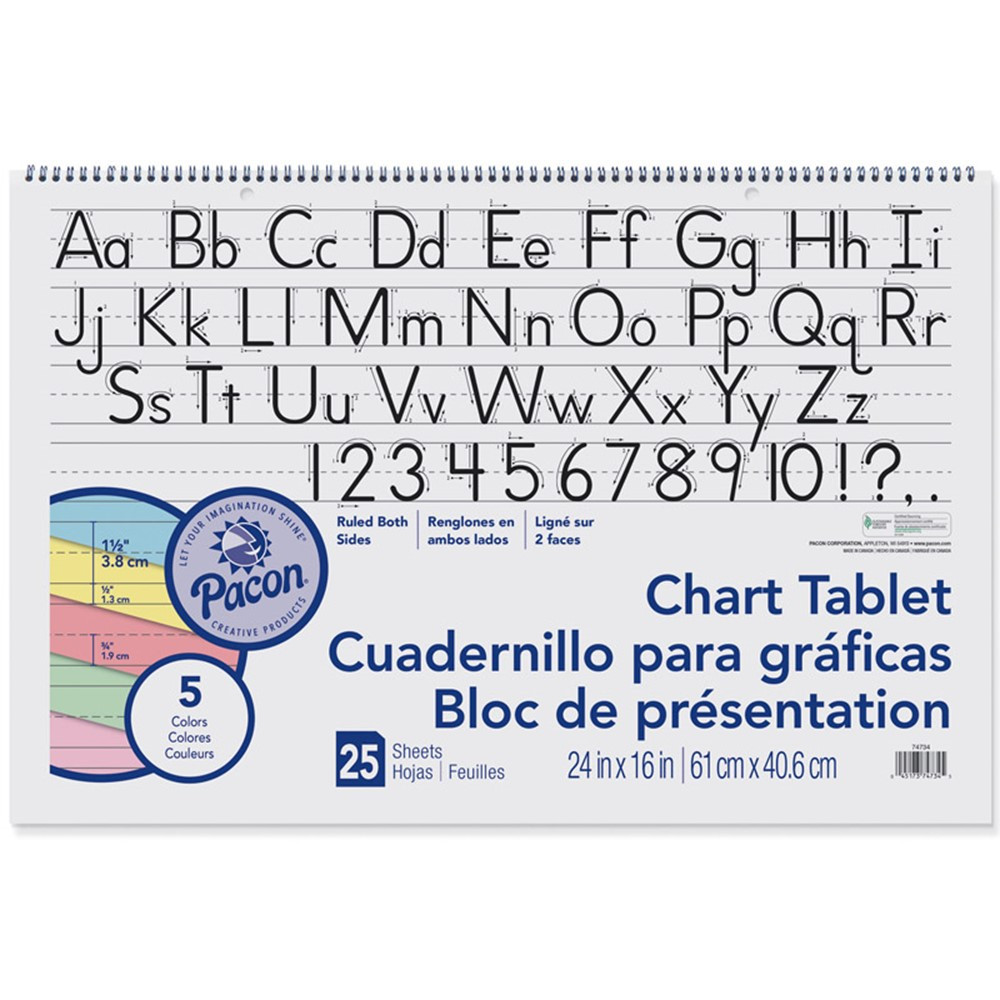PAC74734 - 1-1/2 Ruled Manuscript Cover 25 Ct 24 In X 16 In in Chart Tablets