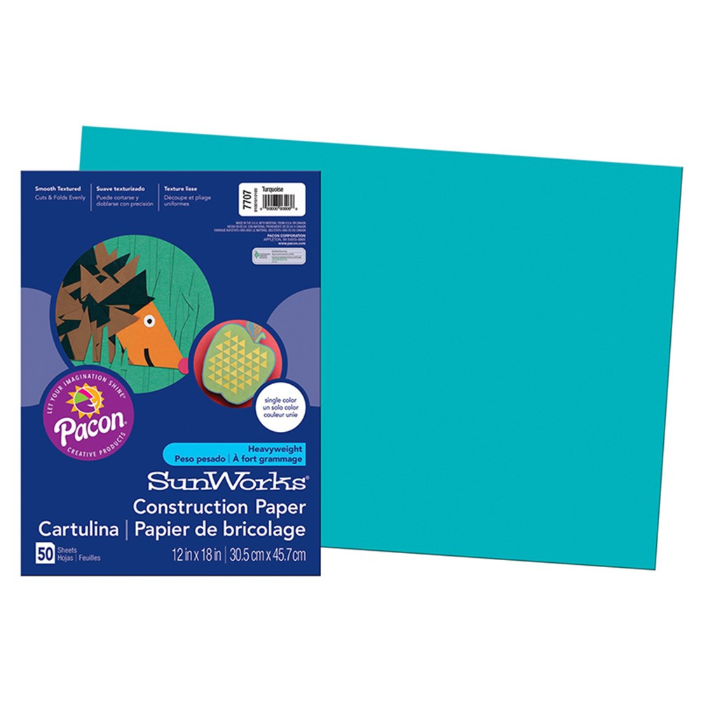 PAC7707 - Construction Paper Turquoise 12X18 in Construction Paper
