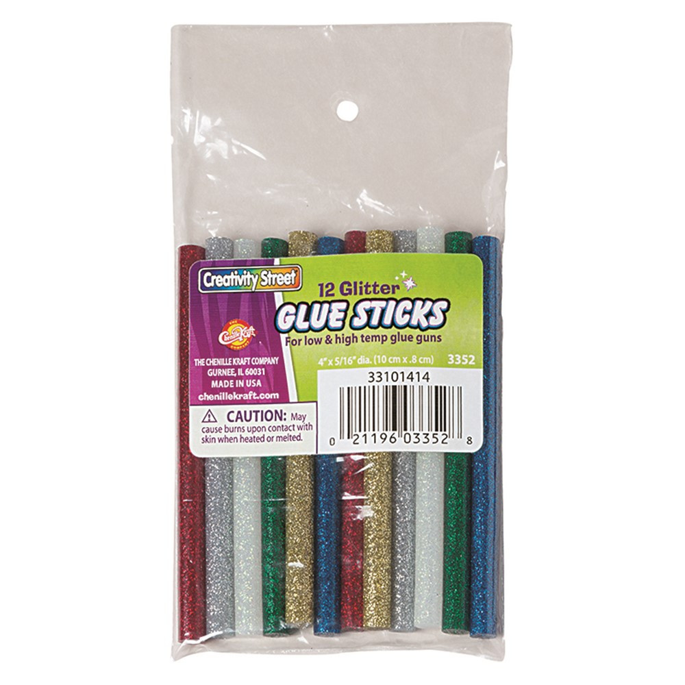 PACAC3352 - 12Pk Hot Glitter Glue Sticks in Glue/adhesives