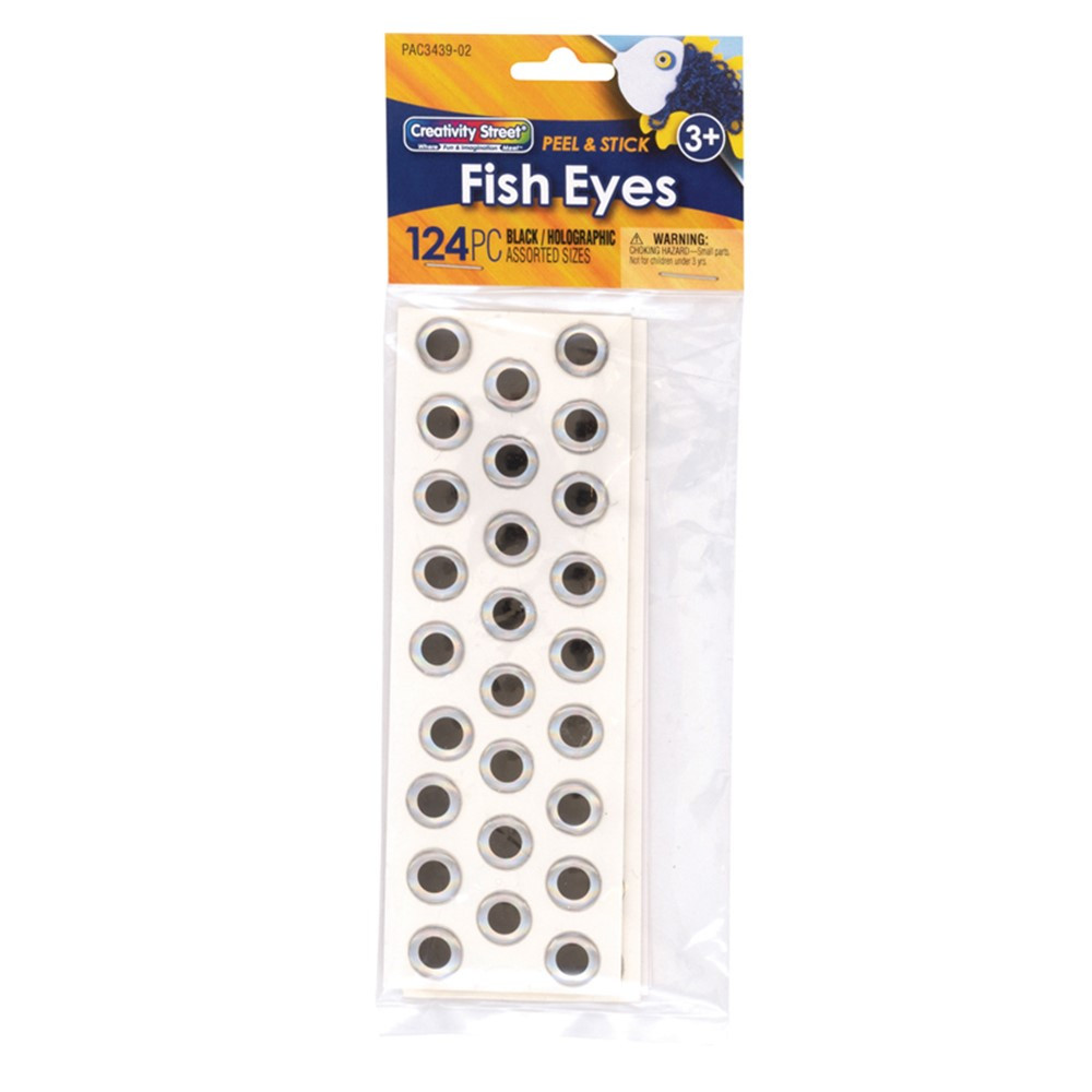 Fish Eyes, Holographic, Assorted Sizes, 124 Pieces - PACAC343902 | Dixon Ticonderoga Co - Pacon | Wiggle Eyes