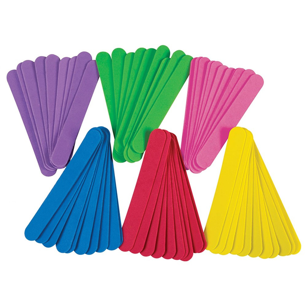 WonderFoam Jumbo Craft Sticks, Assorted Colors, 6 x 3/4, 100