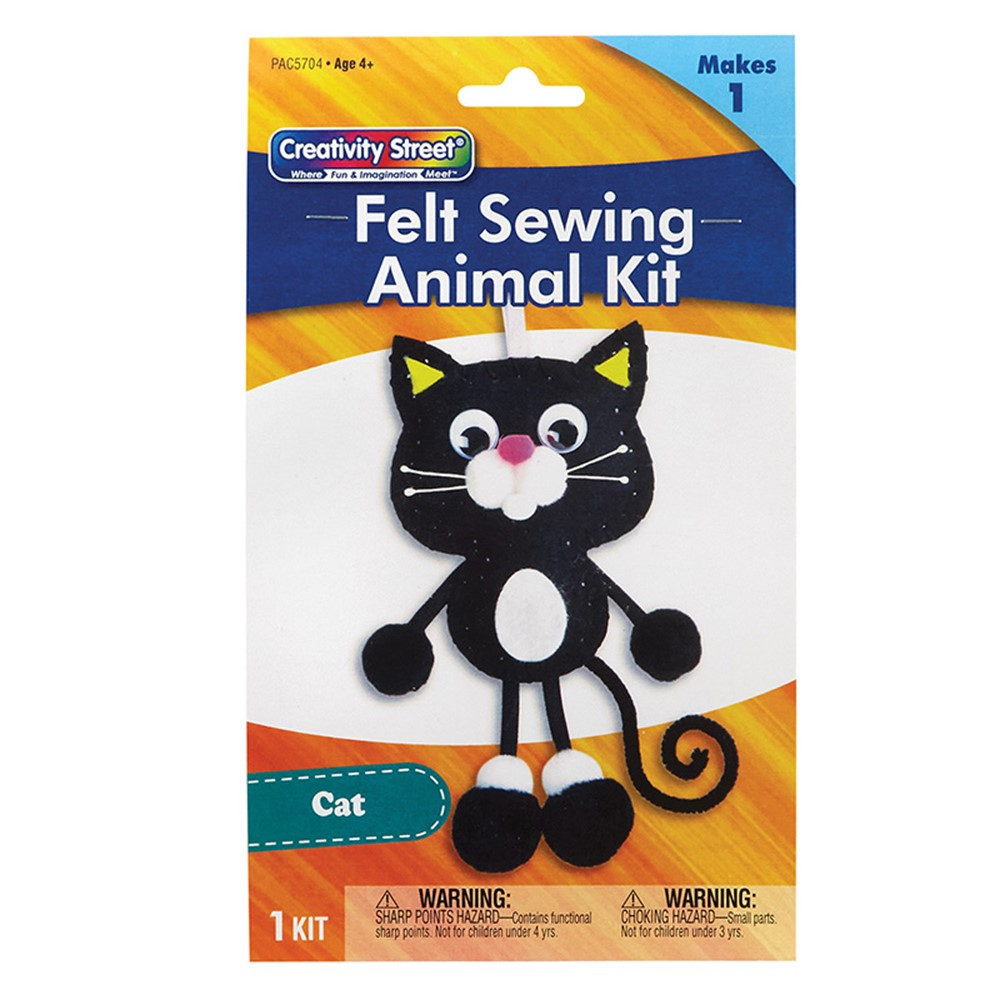 Felt Sewing Animal Kit, Cat, 4" x 10.25" x 1", 1 Kit - PACAC5704 | Dixon Ticonderoga Co - Pacon | Art & Craft Kits