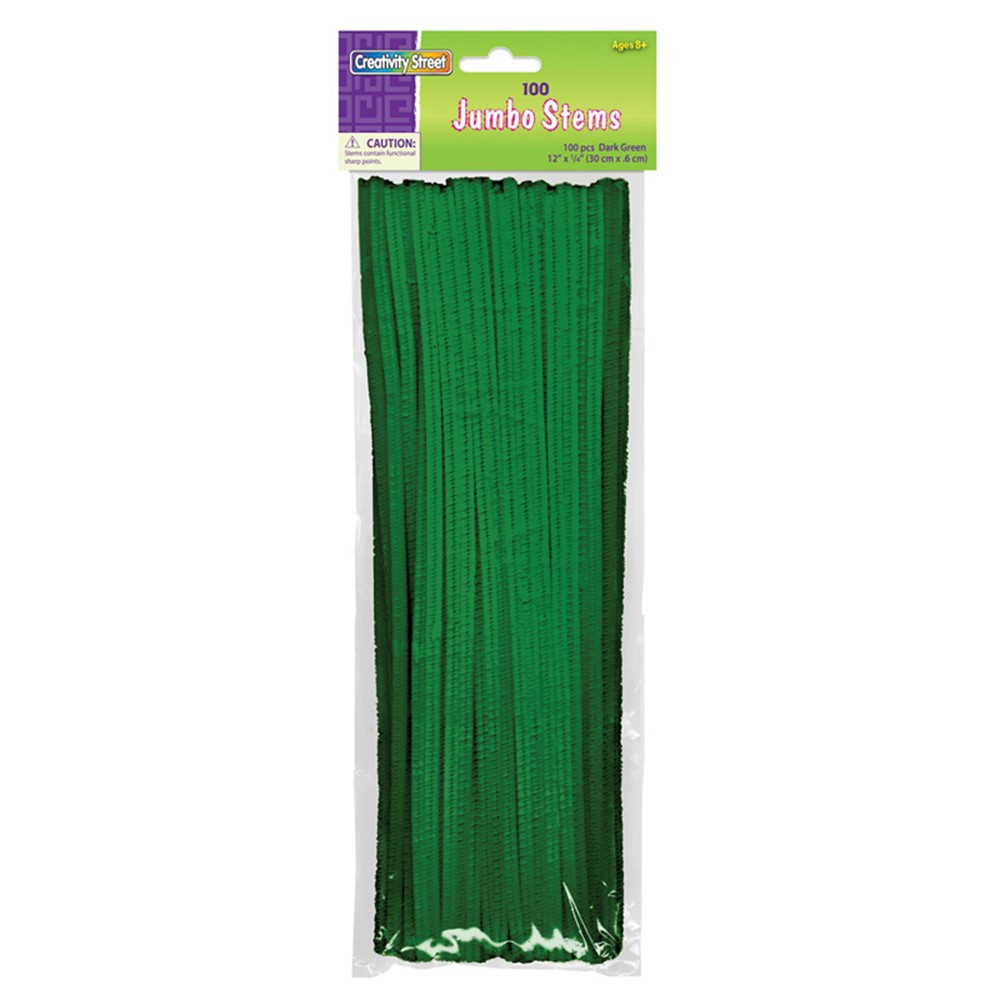 Jumbo Stems, Dark Green, 12" x 6 mm, 100 Pieces - PACAC711008 | Dixon Ticonderoga Co - Pacon | Chenille Stems