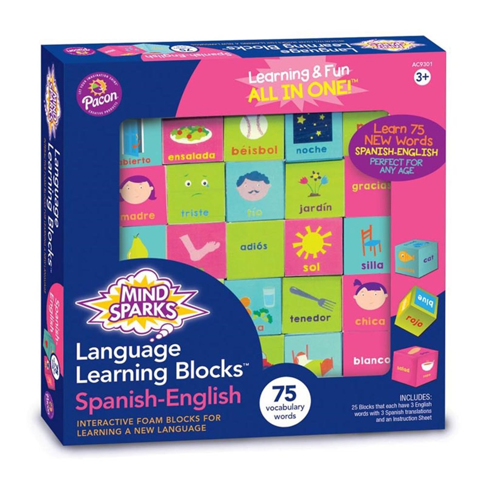 Language Learning Blocks, Spanish Language, 1-1/2" Blocks, 25 Blocks - PACAC9301 | Dixon Ticonderoga Co - Pacon | Language Arts