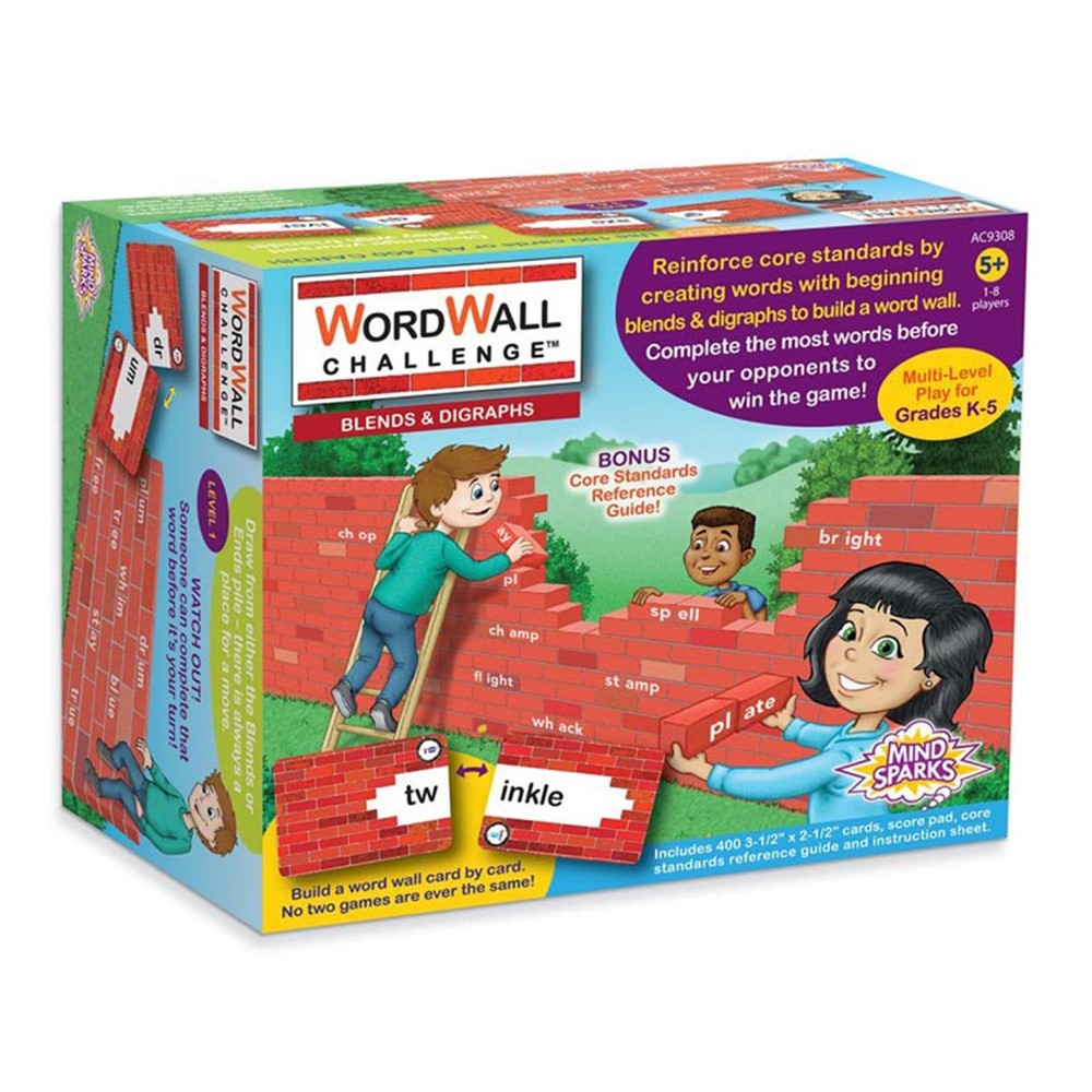 WordWall Challenge Card Game, Blends & Digraphs, 3-1/2" x 2-1/2", 400 Cards - PACAC9308 | Dixon Ticonderoga Co - Pacon | Language Arts