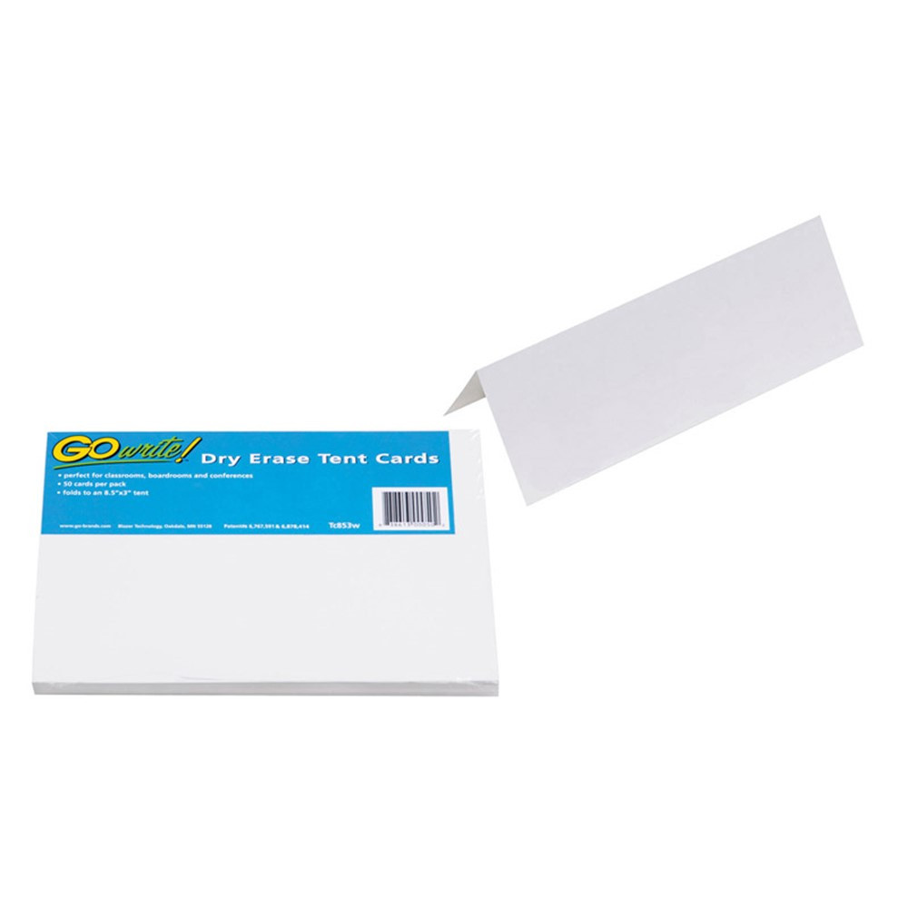 Dry Erase Tent Cards, Non-Adhesive, White, 8-1/2" x 3", 50 Cards - PACTC853W | Dixon Ticonderoga Co - Pacon | Name Plates