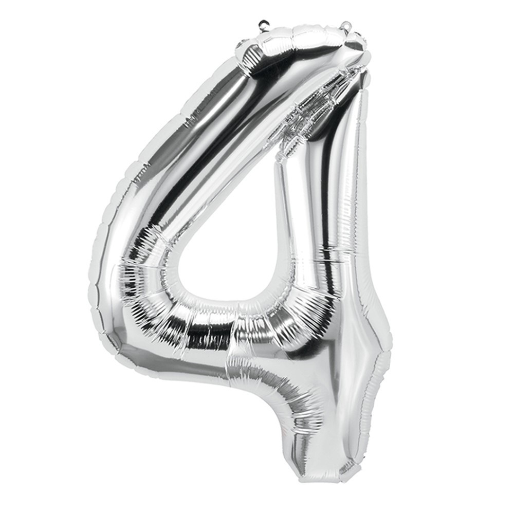 PBN59089 - 16In Foil Balloon Silver Number 4 in Accessories