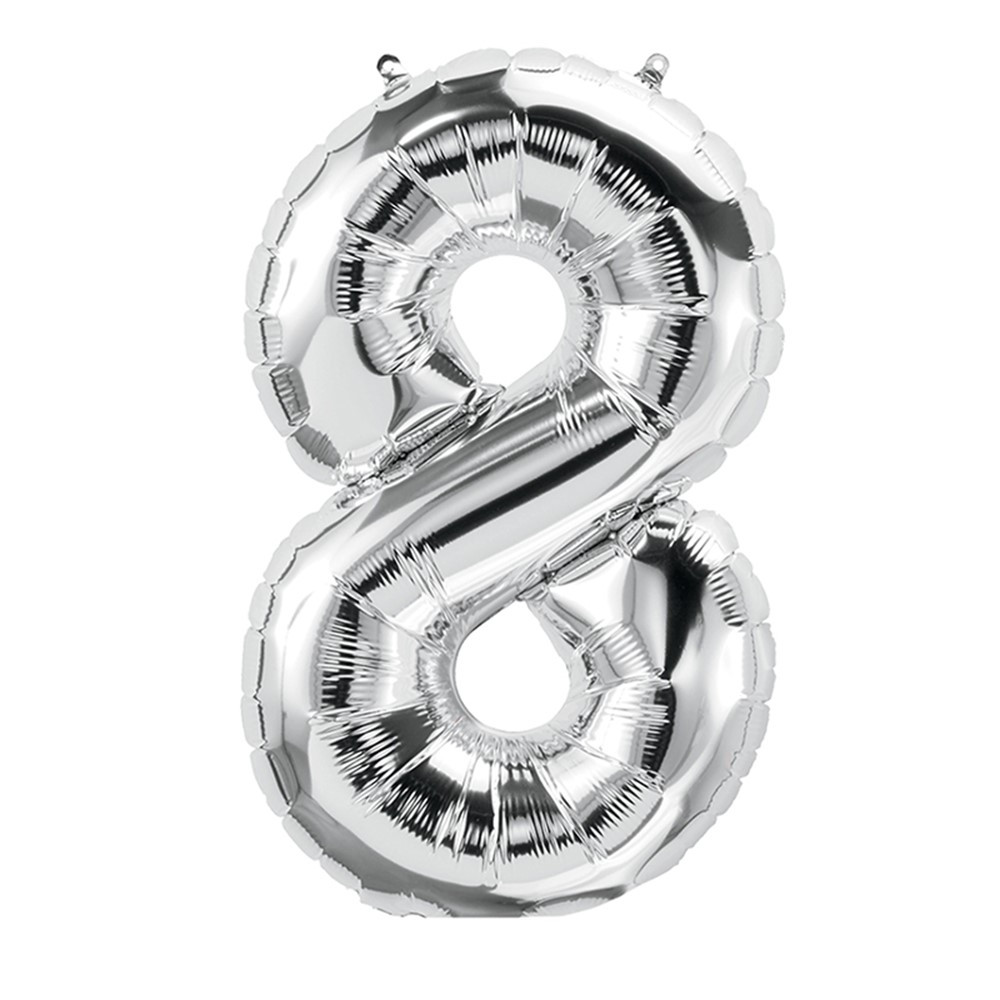 PBN59097 - 16In Foil Balloon Silver Number 8 in Accessories