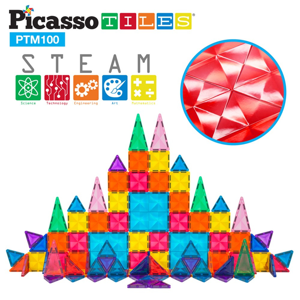 Mini Diamond Magnetic Building Block, 100-Piece Set - PCTPTM100 | Latitude-Picasso Tiles | Blocks & Construction Play