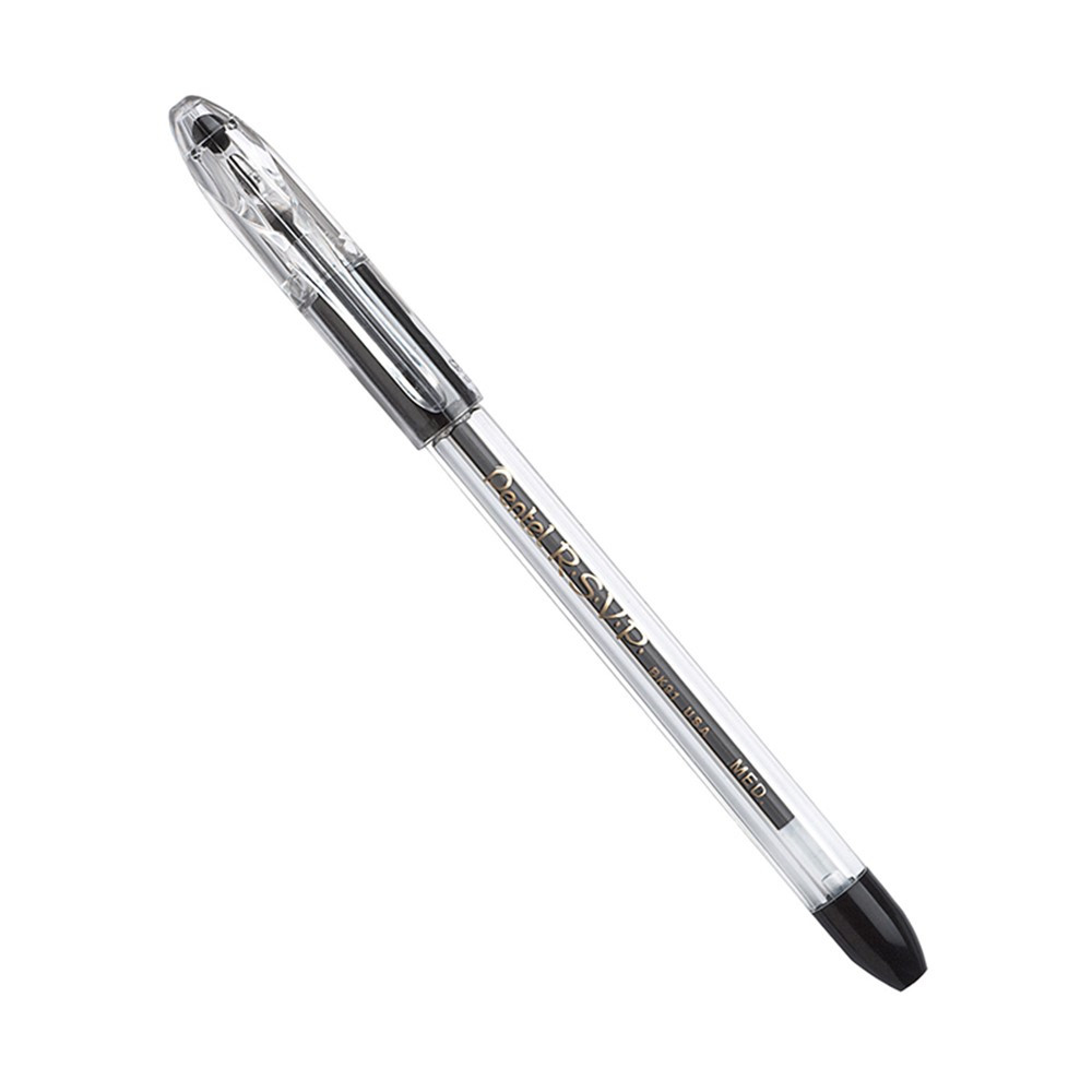 PENBK91A - Pentel Rsvp Black Med Point Ballpoint Pen in Pens