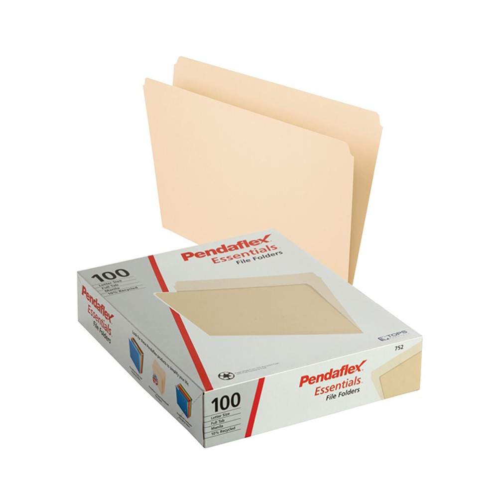File Folders, Letter Size, Manila, Straight Cut, Box of 100 - PFX752 | Tops Products | Folders