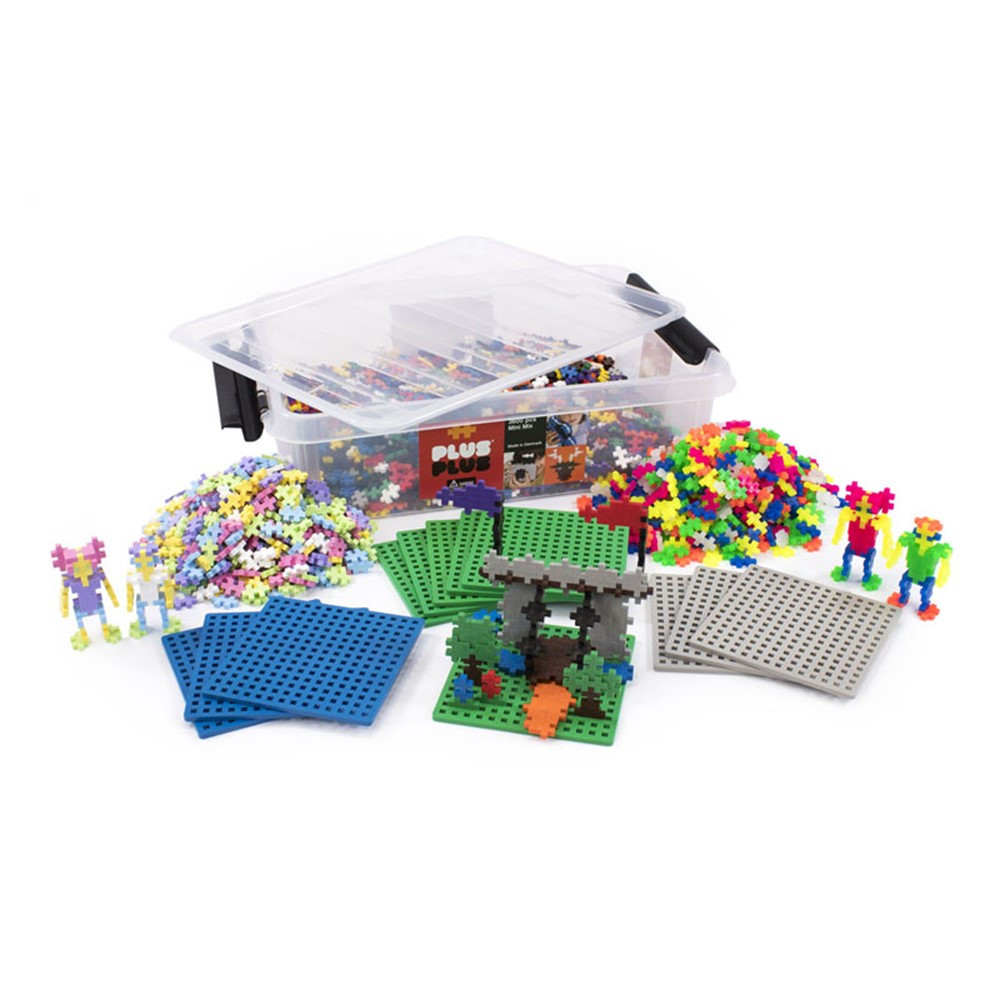 Plus-Plus School Set, Assorted Colors, 3600 Pieces with 12 Baseplates - PLL08028 | Plus-Plus Usa | Blocks & Construction Play