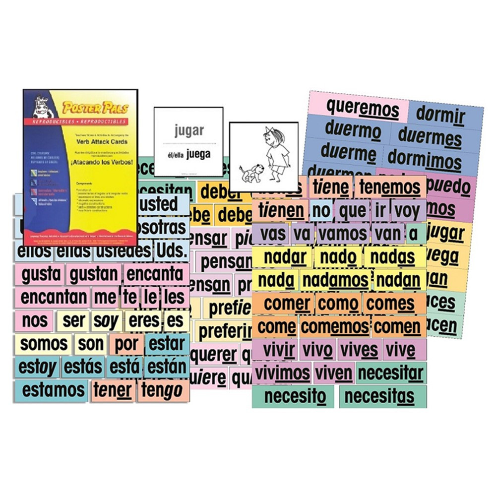 Verb Attack Card Set, Spanish - PSZP255 | Poster Pals | Flash Cards