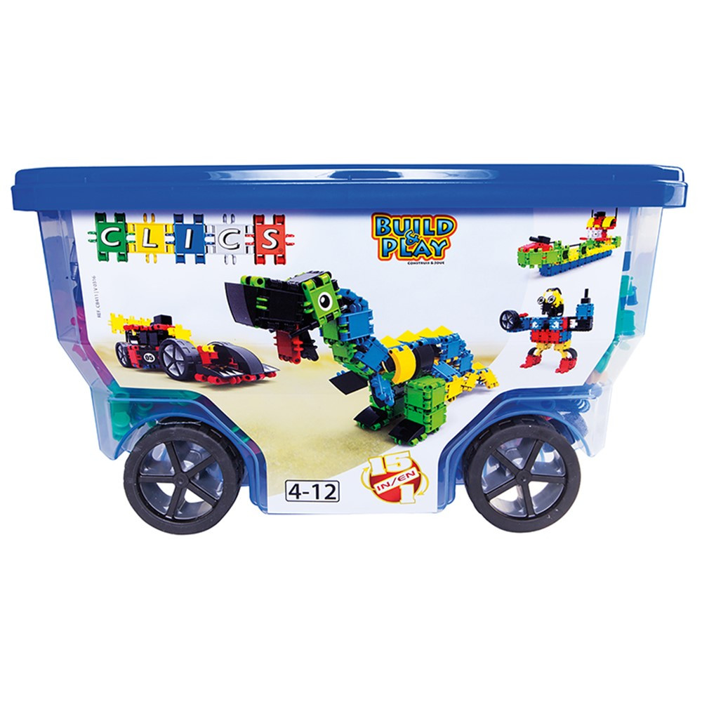 CLICS, 400-Piece Roller Bucket - PYUCB411 | Playing Unlimited Inc | Blocks & Construction Play
