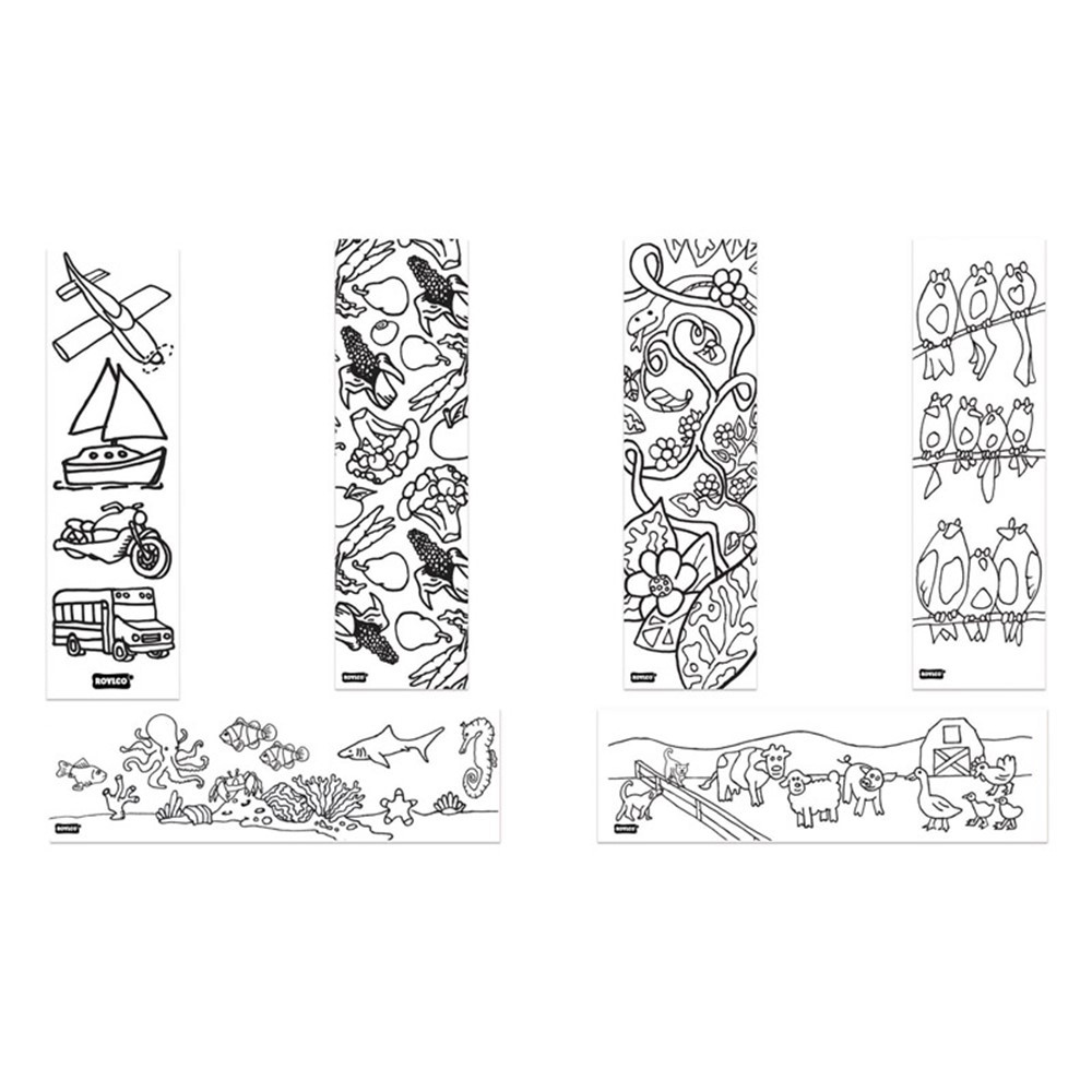 Color-In Bookmarks, 2-1/2" x 7", 6 Designs, Pack of 96 - R-33245 | Roylco Inc. | Bookmarks