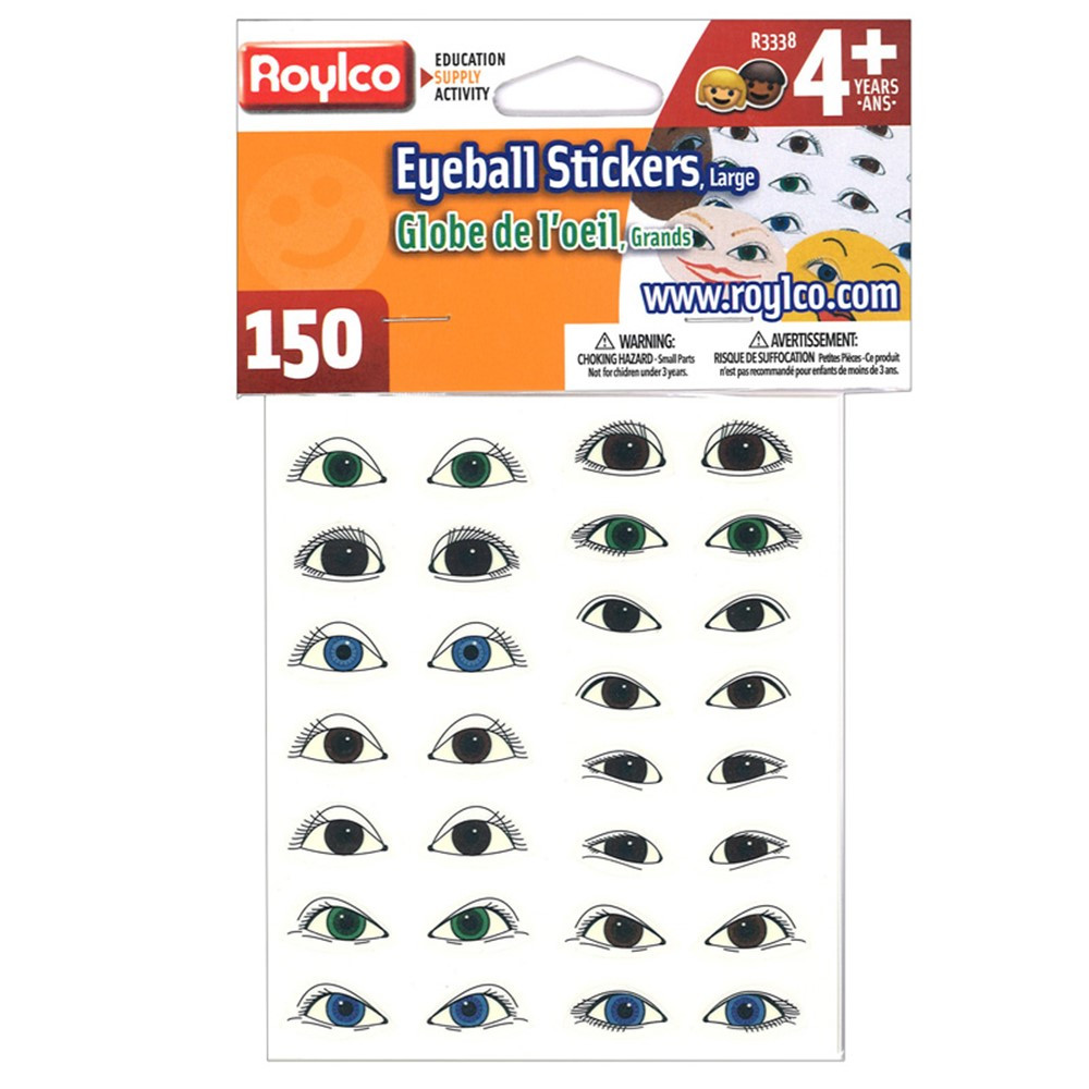Roylco Large Eyeball Stickers, 150/pkg - R-3338