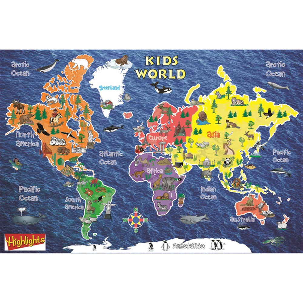 Kids World Peel & Stick Wall Map, 42 x 30" - RE-72161 | Replogle Globes | Maps & Map Skills"