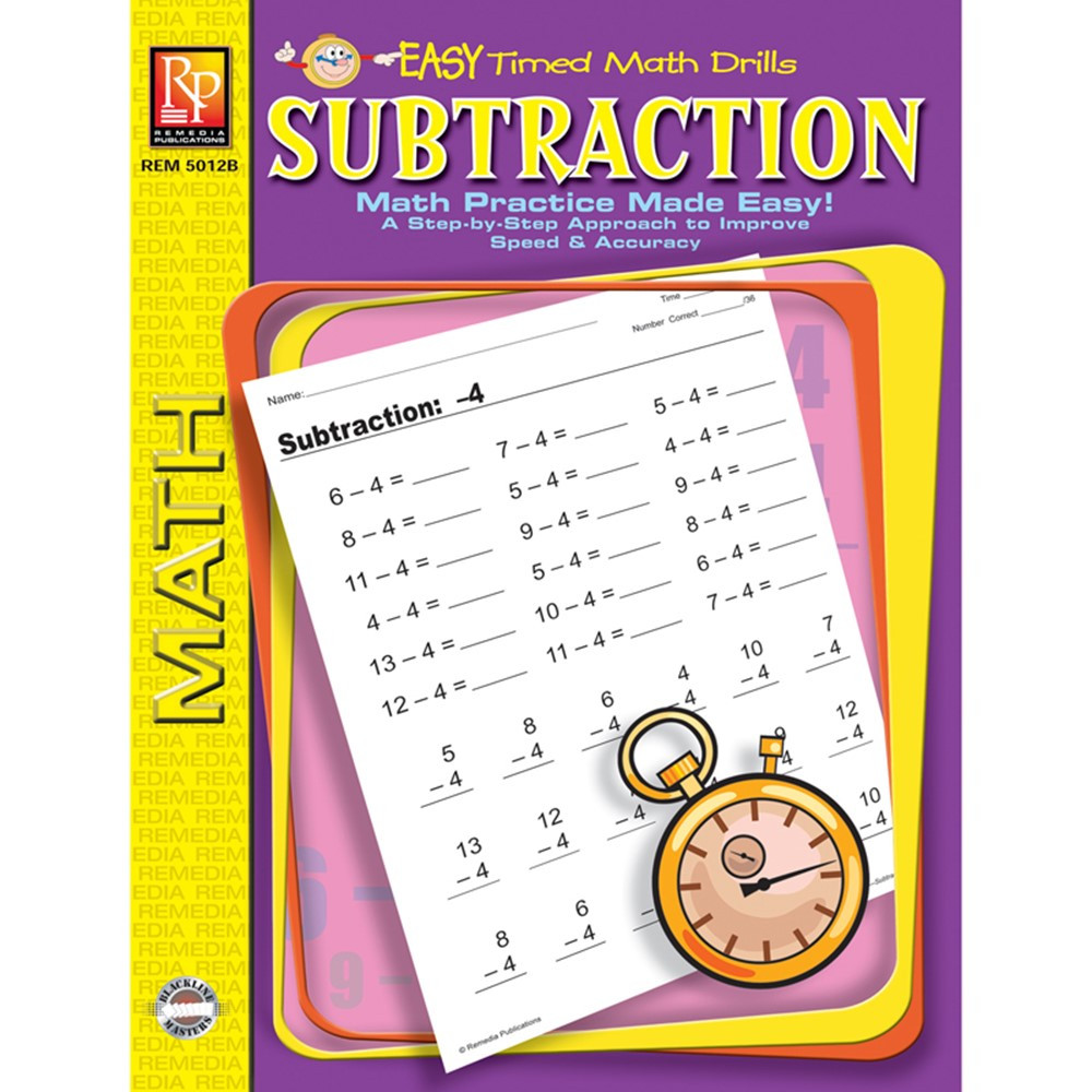 REM5012B - Easy Timed Math Drills Subtraction in Addition & Subtraction