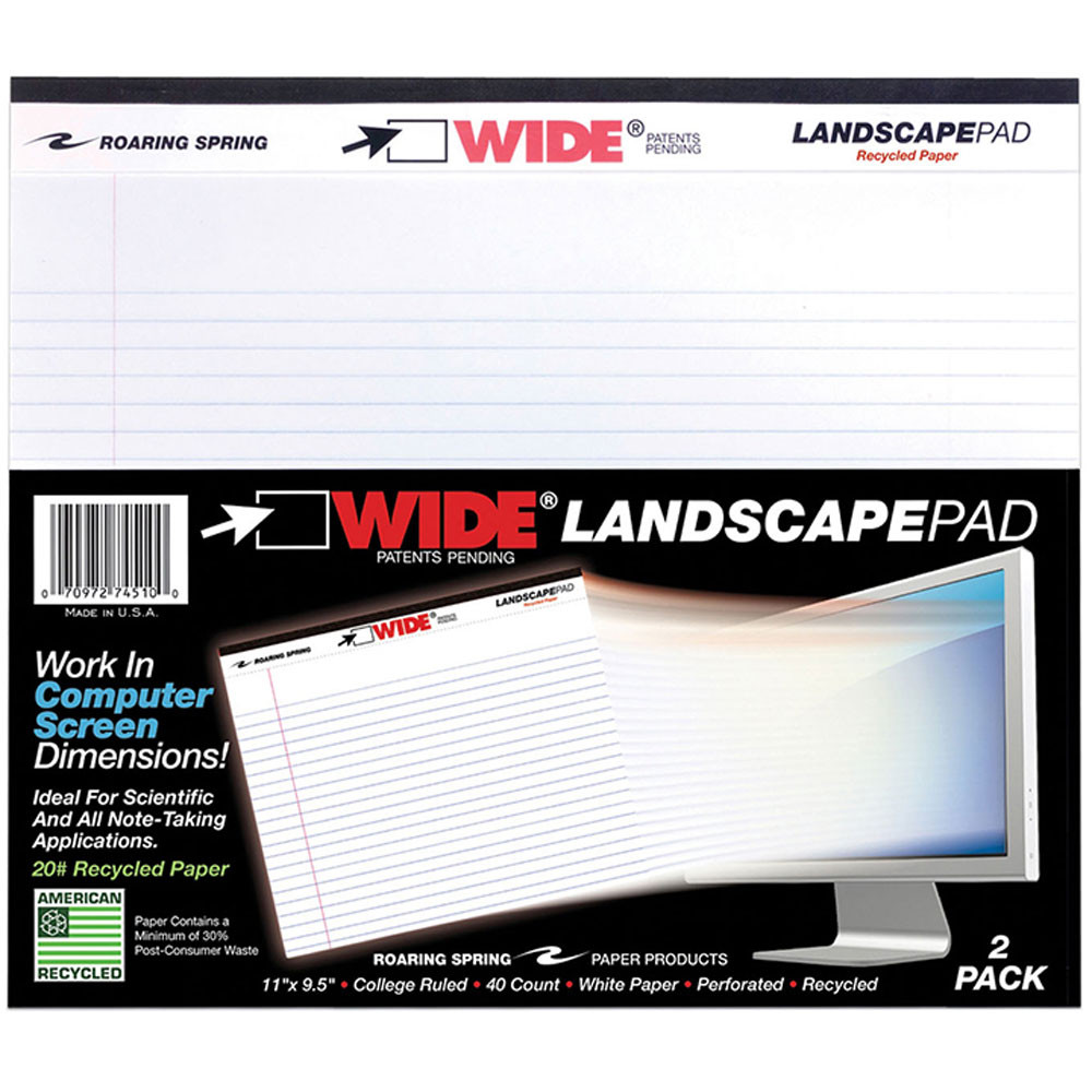 ROA74510 - Legal Pad Landscape White 2 Pack in Note Books & Pads