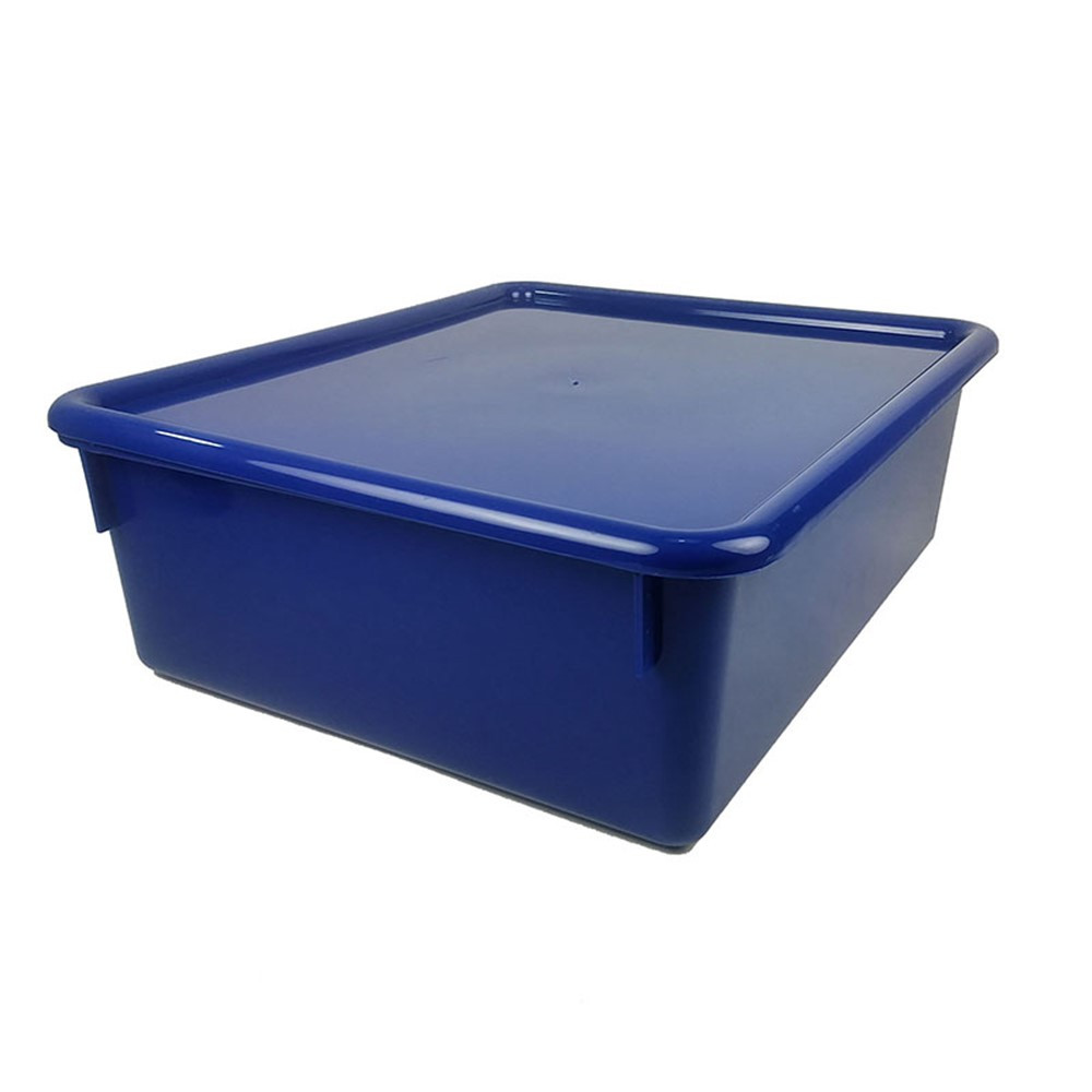 Double Stowaway Tray with Lid, Blue - ROM13004 | Romanoff Products | Storage Containers