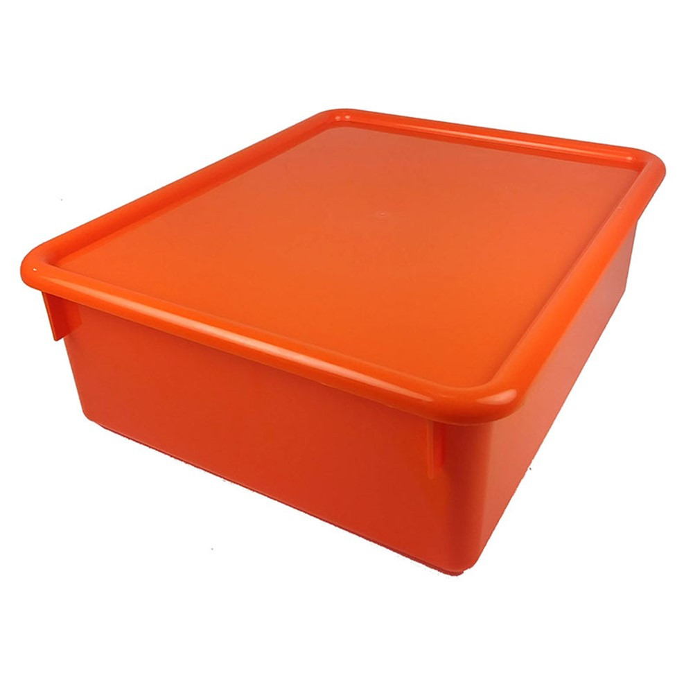 Double Stowaway Tray with Lid, Orange - ROM13009 | Romanoff Products | Storage Containers