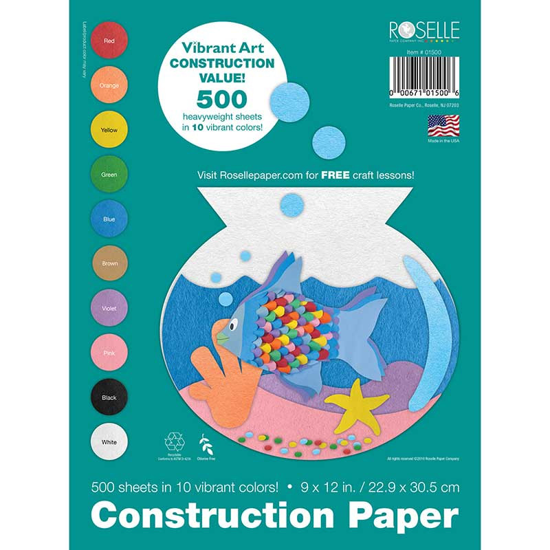 ROS01500 - Roselle Super Value 500Pk Vibrant Art Construction Paper Pack in Construction Paper