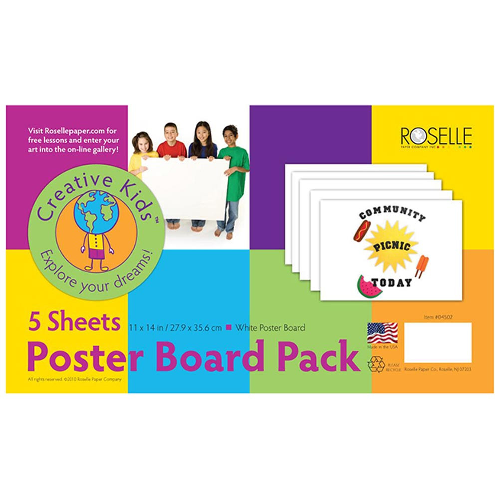 ROS04502 - White Poster Board 11X14 Pack Of 5 in Poster Board