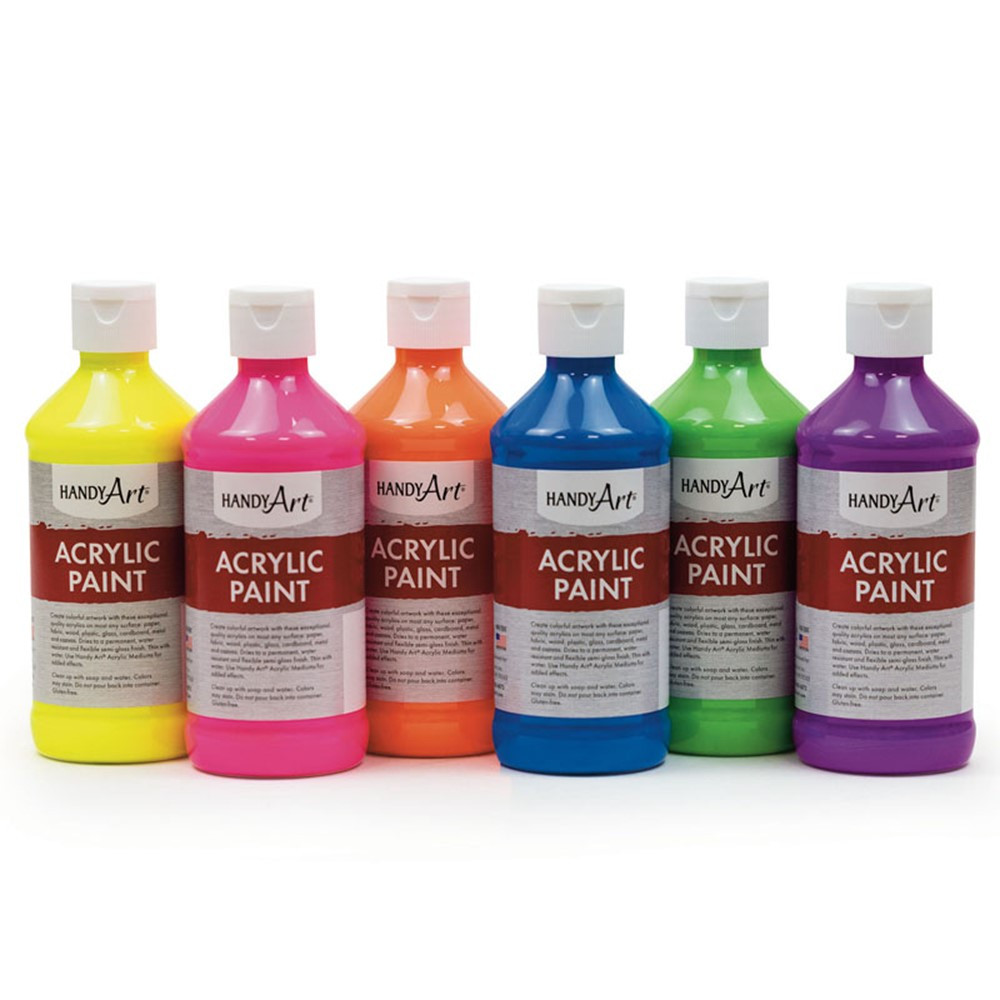 Acrylic Paint, 8 oz., Fluorescent Colors, Set of 6 - RPC881022 | Rock Paint Distributing Corp | Paint