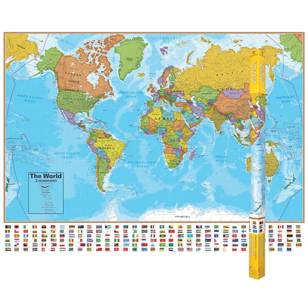 RWPHM01 - Hemispheres Laminated Map World in Maps & Map Skills