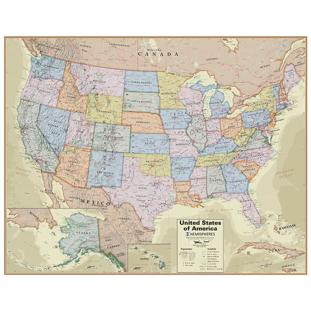 Hemispheres Boardroom Series United States Laminated Wall Map - RWPHM04 | Waypoint Geographic | Maps & Map Skills