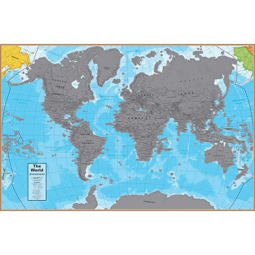 Scratch Off World 24 x 36" Laminated Wall Map - RWPSCR01 | Waypoint Geographic | Maps & Map Skills"